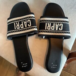 A New Day Black Monochrome Slide Sandals